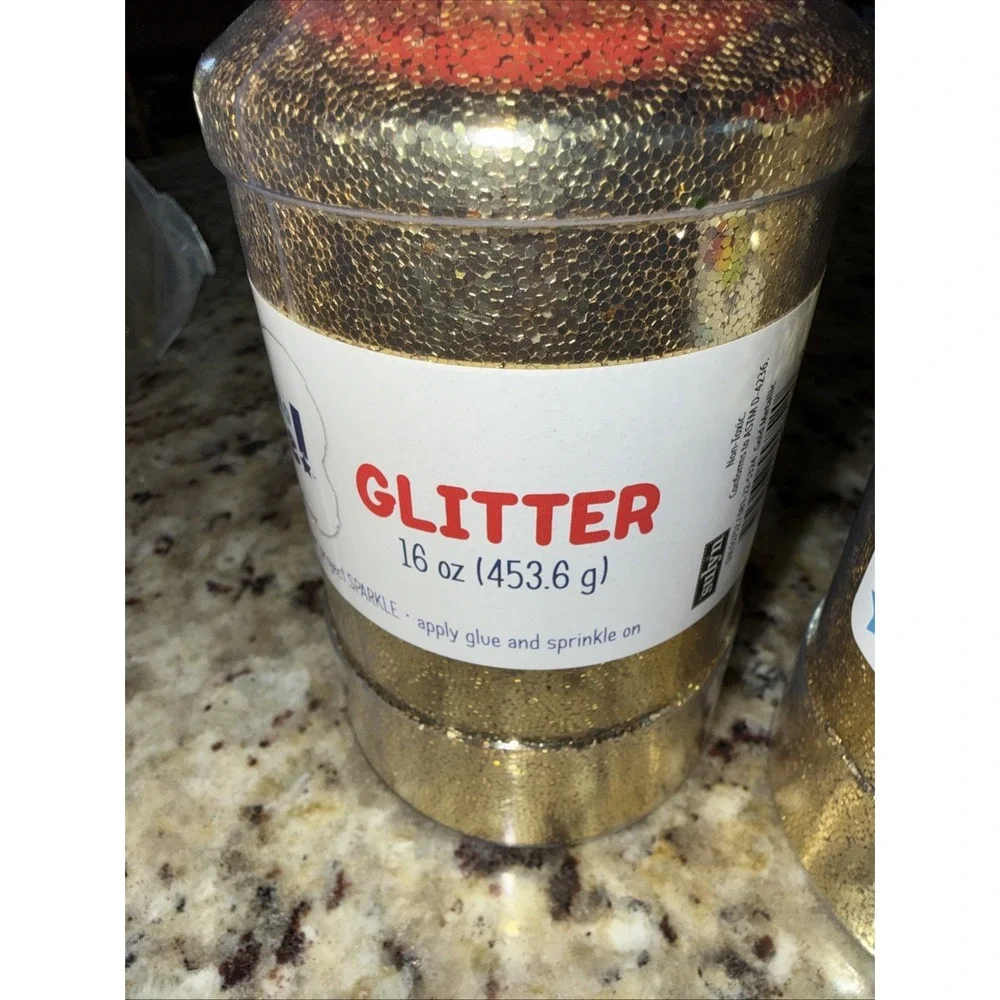 Lot‎ Of 2 One Pound 1lb Gold Craft Glitter Shaker Bottle Sulyn Fun To Make. 5411